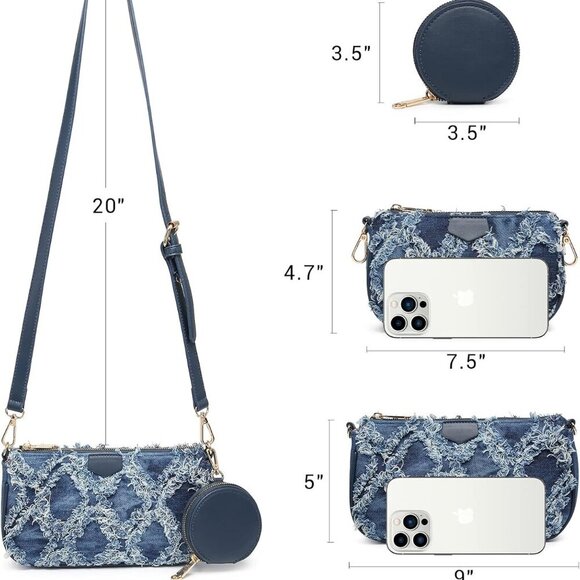 Small Crossbody Bags for Women with Coin Purse Multi Pochette PU Leather Designe - Picture 6 of 7